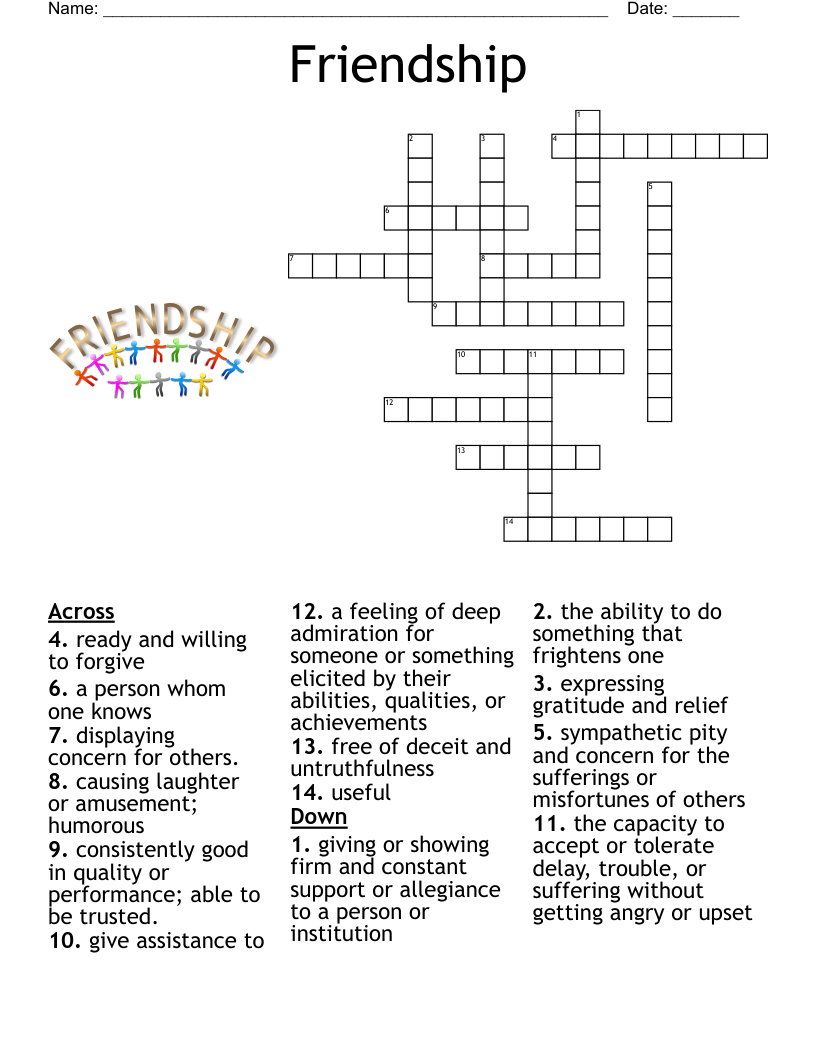 Friendship Crossword WordMint