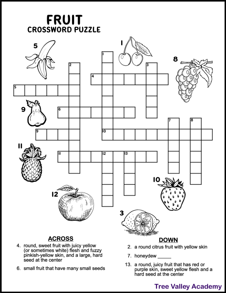tropical fruits crossword puzzle clue