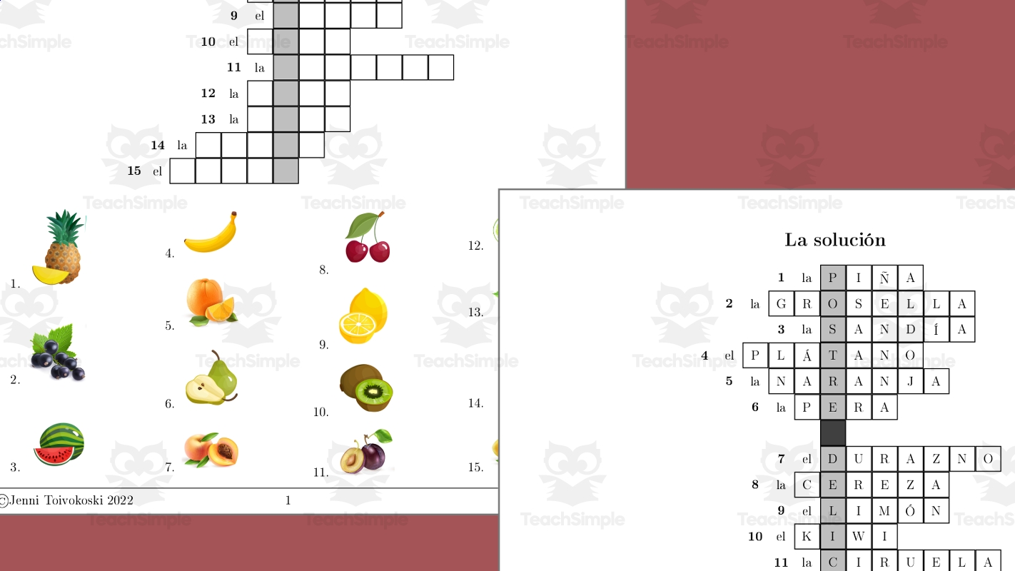 Fruits And Berries Crossword Spanish Nombra Las Frutas Y Bayas By Teach Simple Fruits And Berries Crossword Spanish Nombra Las Frutas Y Bayas By Teach Simple