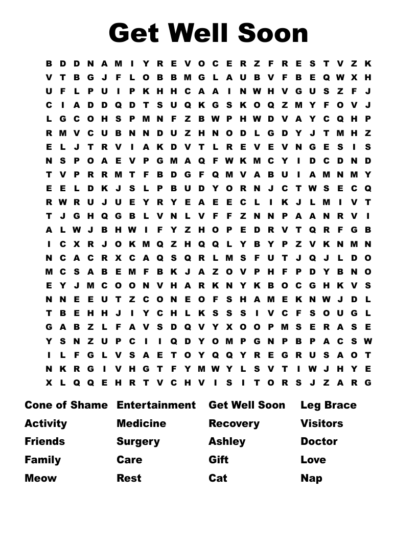 Get Well Soon Word Search WordMint