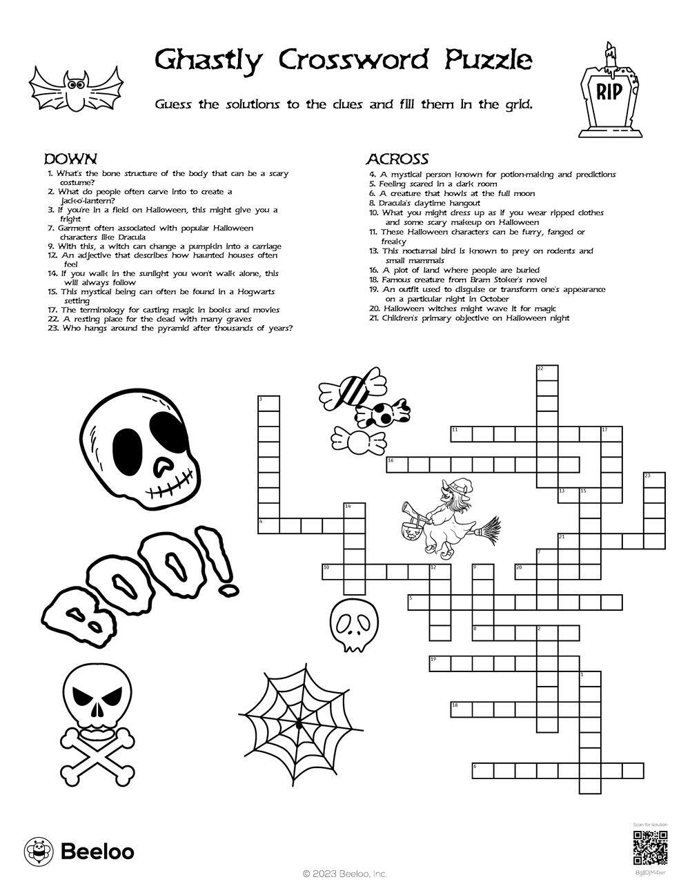 Ghastly Crossword Puzzle Beeloo Printable Crafts And Activities For Kids Ghastly Crossword Puzzle Beeloo Printable Crafts And Activities For Kids