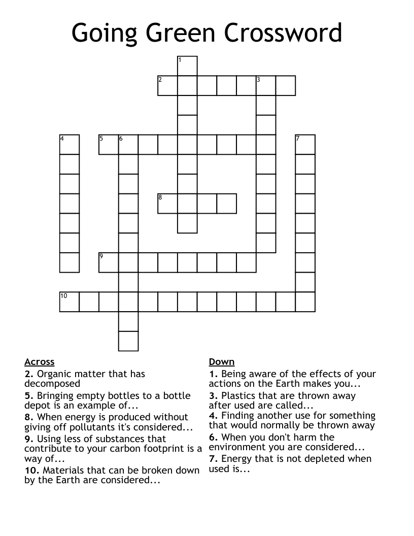 Going Green Crossword WordMint