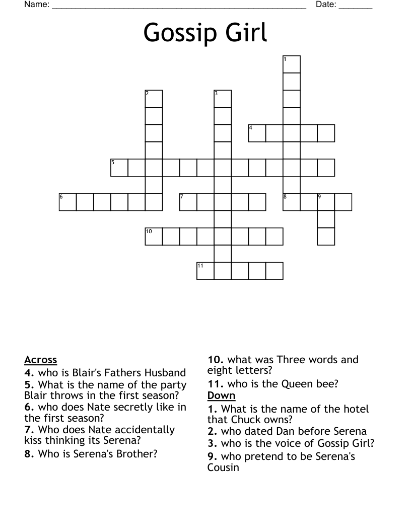 Gossip Girl Crossword WordMint