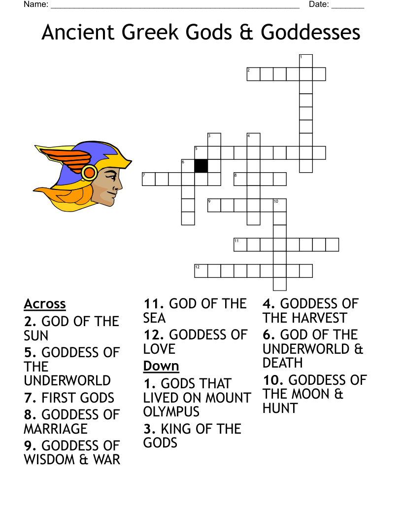 Greek Mythology Crossword WordMint