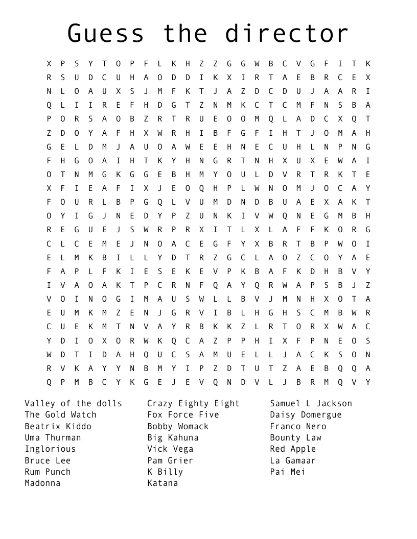 Guess The Director Word Search WordMint