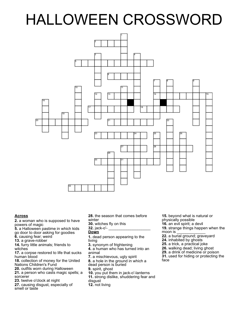 HALLOWEEN CROSSWORD WordMint