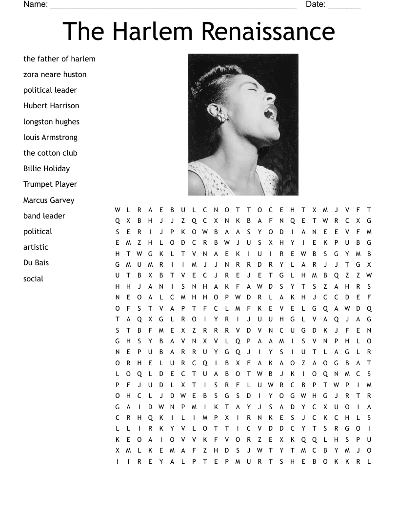 Harlem Renaissance Crossword WordMint