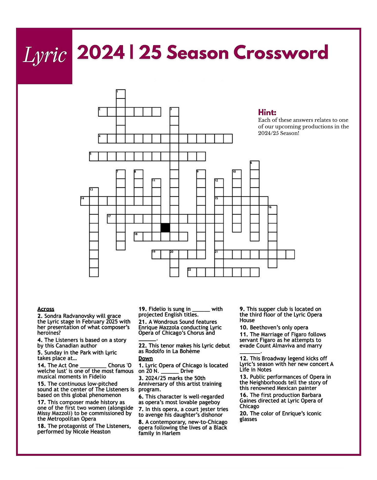 High Notes And Head scratchers Puzzles For Lyric s 2024 25 Season Lyric Opera Of Chicago