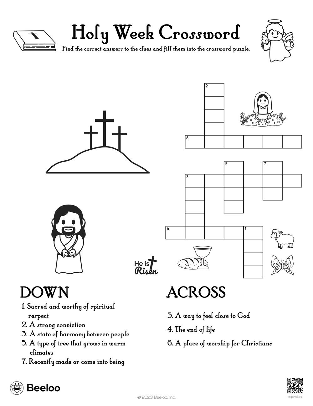 Holy Week Crossword Beeloo Printable Crafts And Activities For Kids