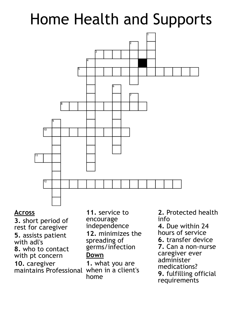 Home Health And Supports Crossword WordMint