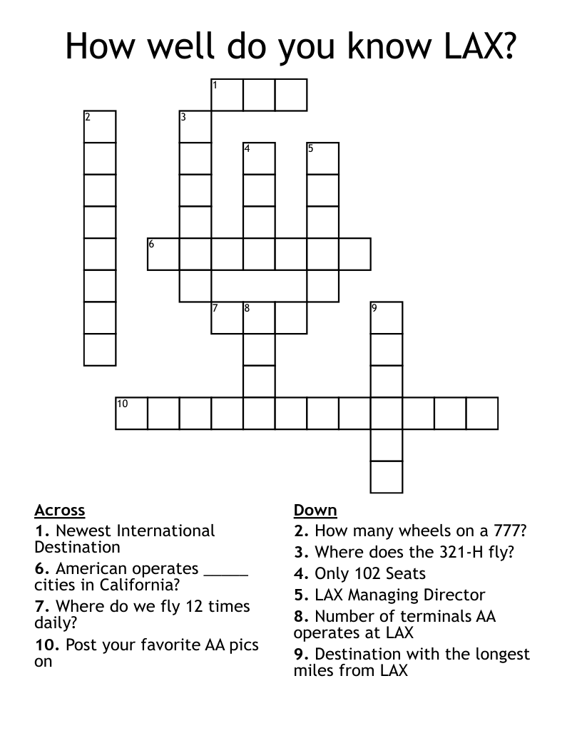 How Well Do You Know LAX Crossword WordMint