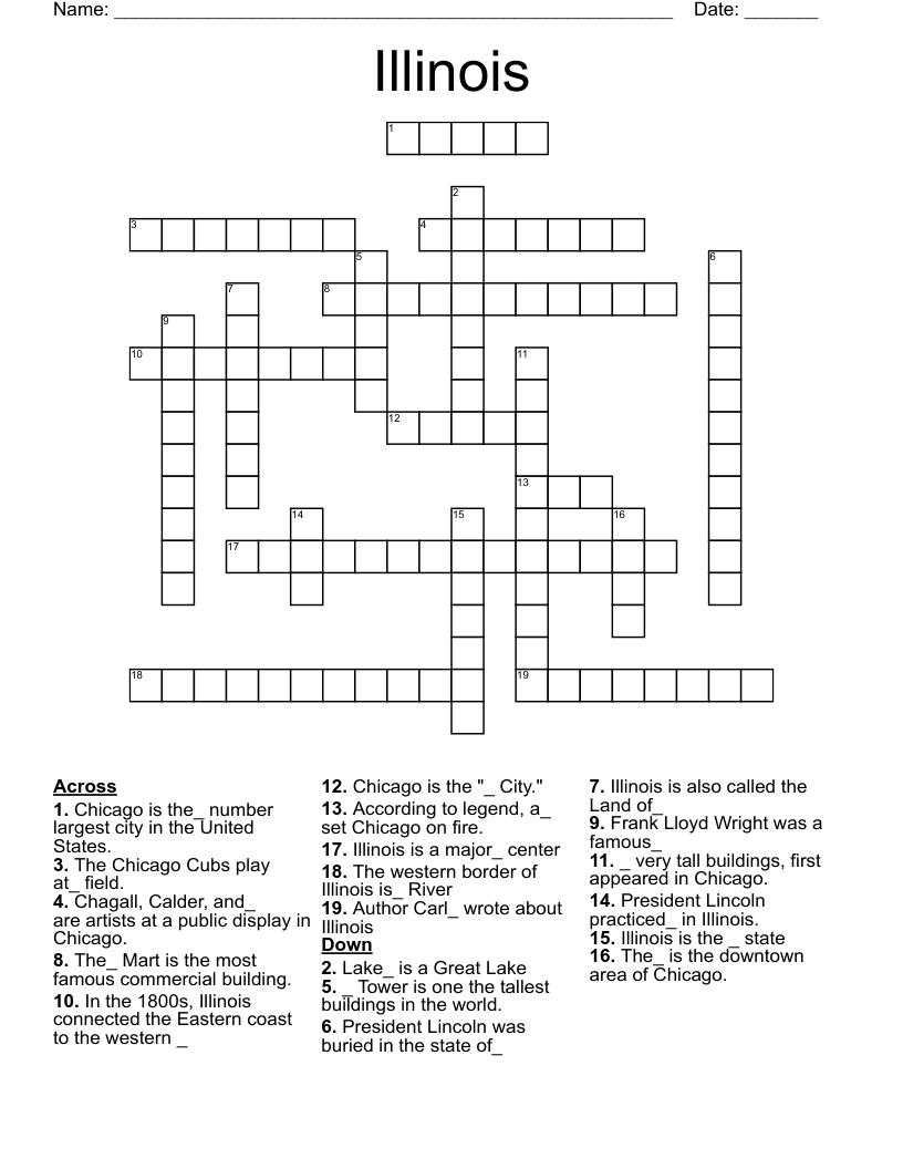 Illinois Crossword WordMint