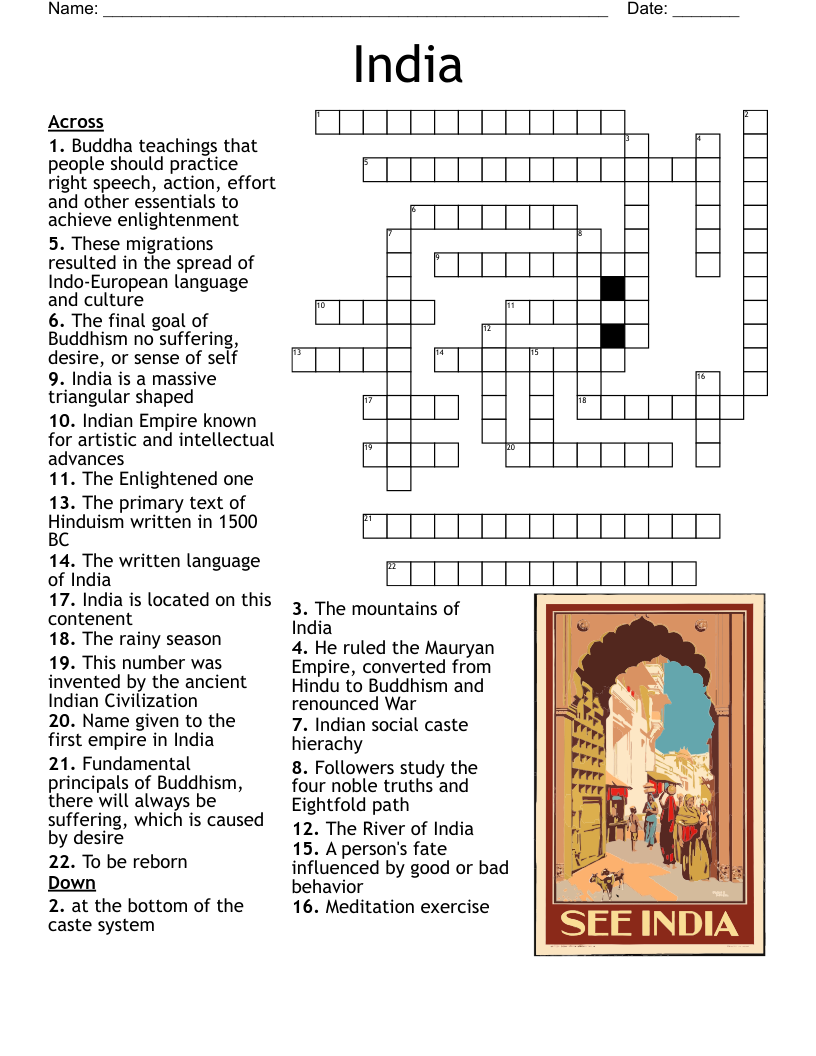 INDIAN FOOD DRINKS Crossword WordMint
