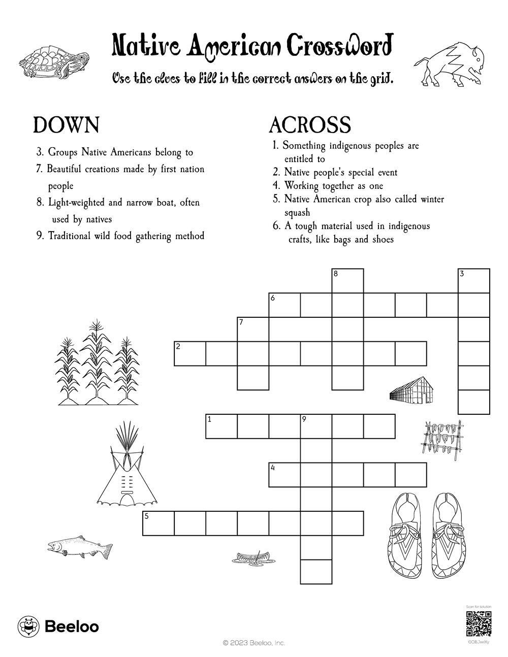 Indigenous People s Day themed Crossword Puzzles Beeloo Printable Crafts And Activities For Kids Indigenous People s Day themed Crossword Puzzles Beeloo Printable Crafts And Activities For Kids