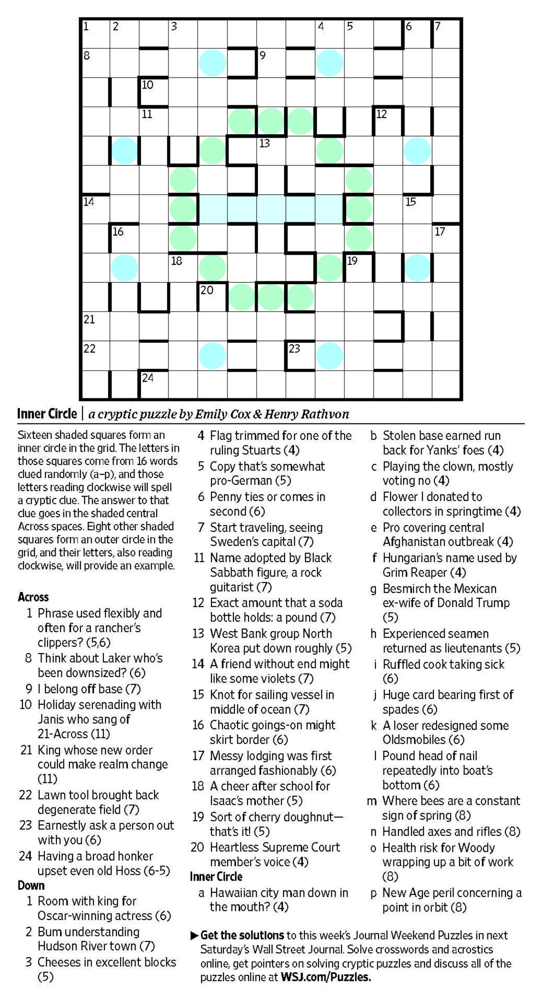 Inner Circle Saturday Puzzle WSJ