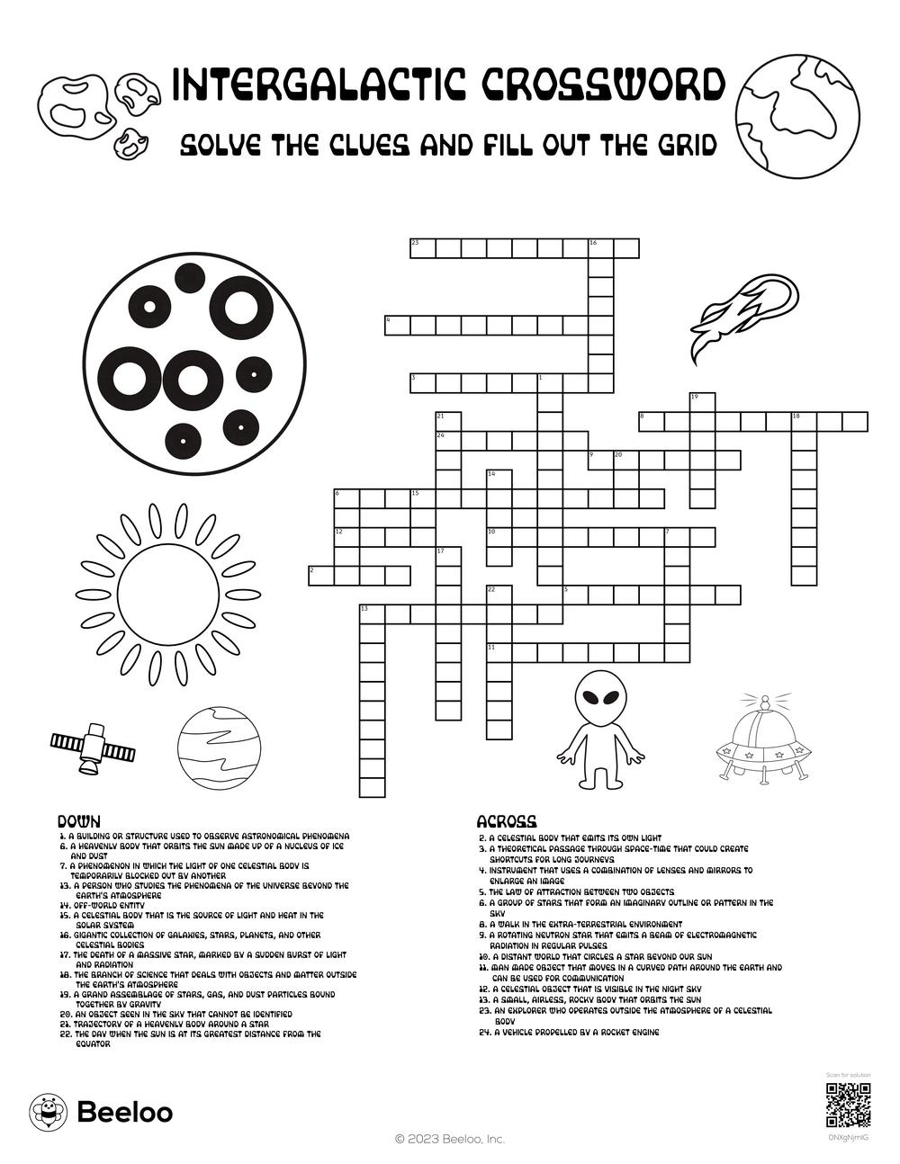 Intergalactic Crossword Beeloo Printable Crafts And Activities For Kids