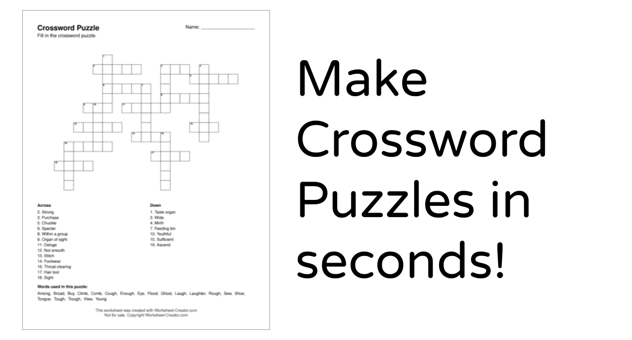 Introducing The Crossword Puzzle Worksheet Generator Worksheet Creator Blog