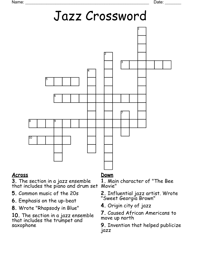 Jazz Crossword WordMint