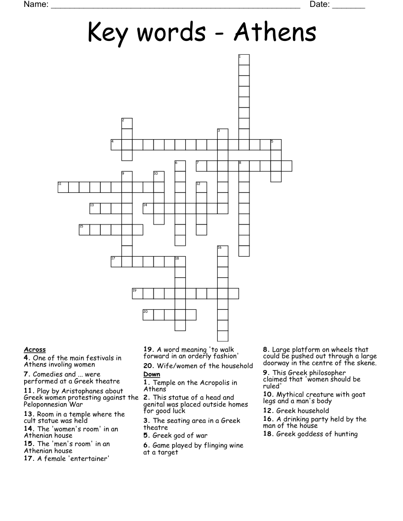 Key Words Athens Crossword WordMint