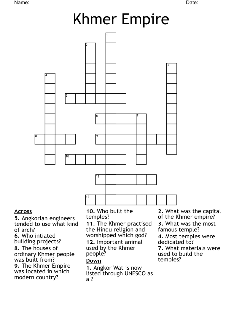 Khmer Empire Crossword WordMint
