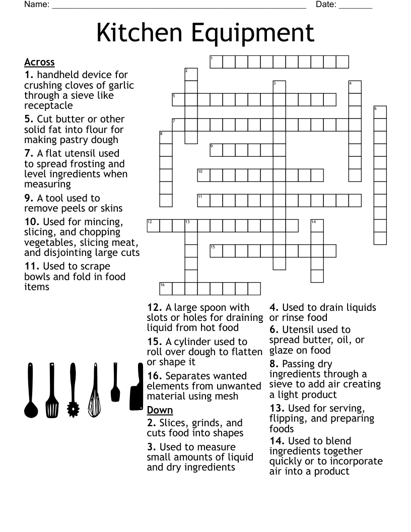 Kitchen Equipment Crossword WordMint
