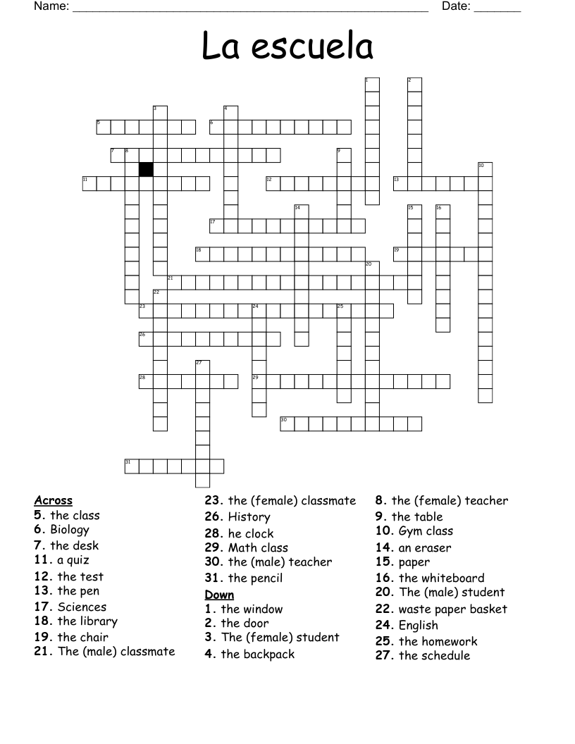 La Escuela Crossword WordMint
