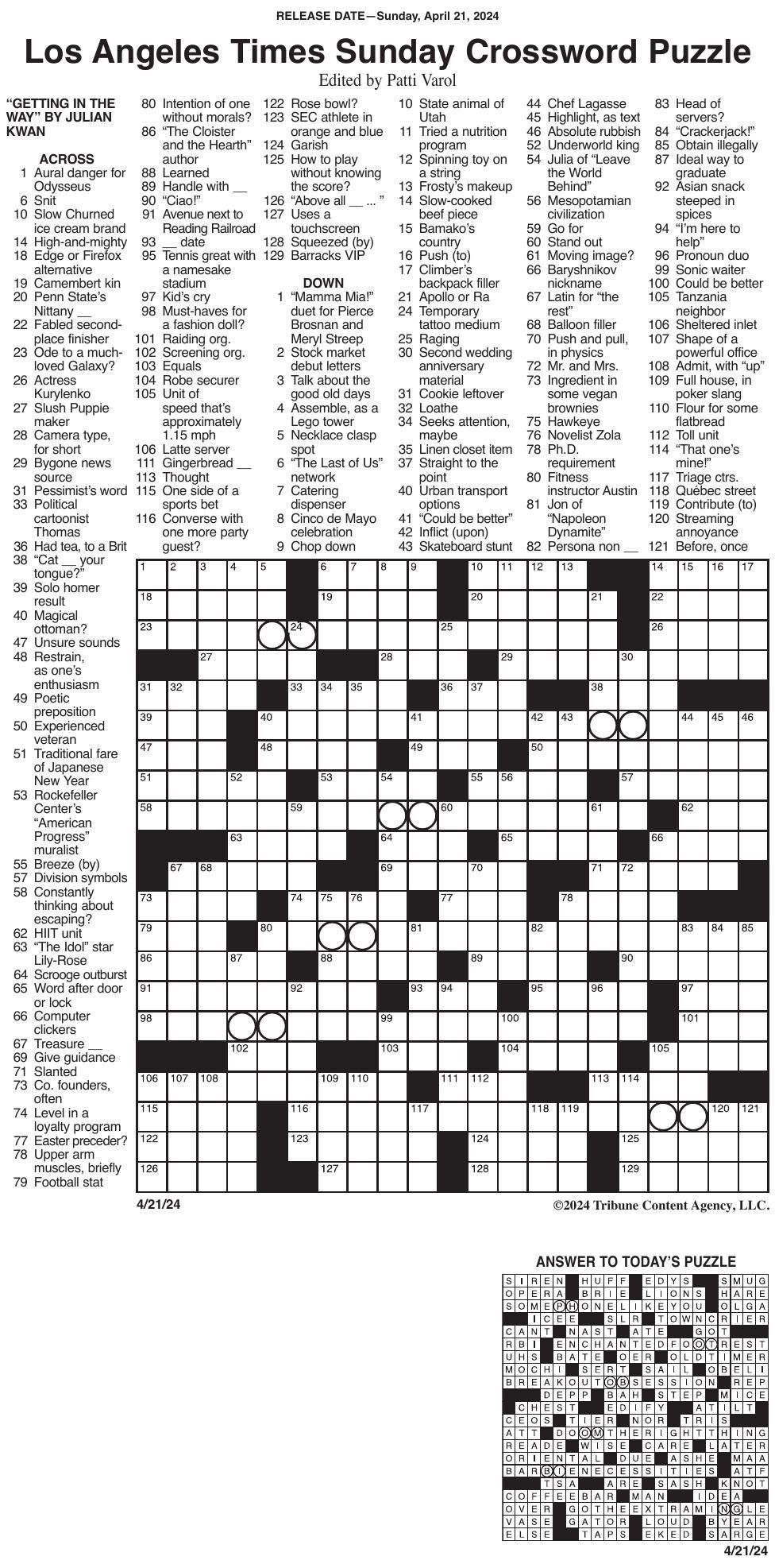 LA Times Crossword 04 21 pdf Messenger inquirer