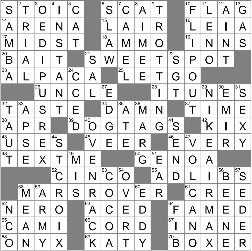LA Times Crossword 11 Mar 25 Tuesday LAXCrossword