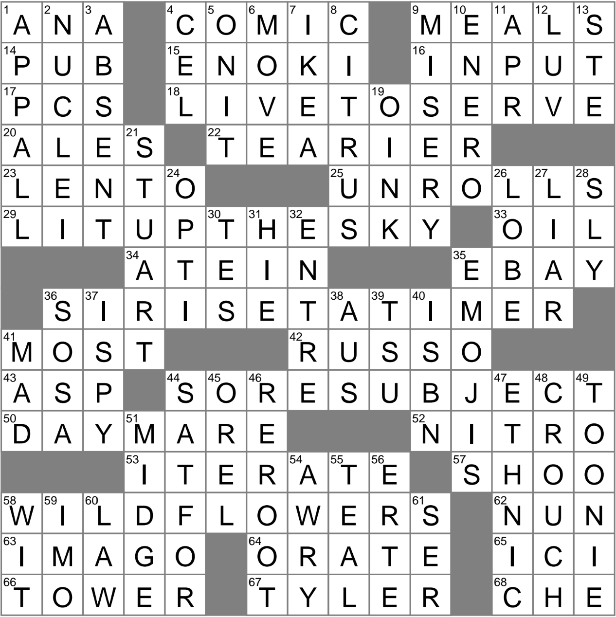 LA Times Crossword 17 Apr 24 Wednesday LAXCrossword