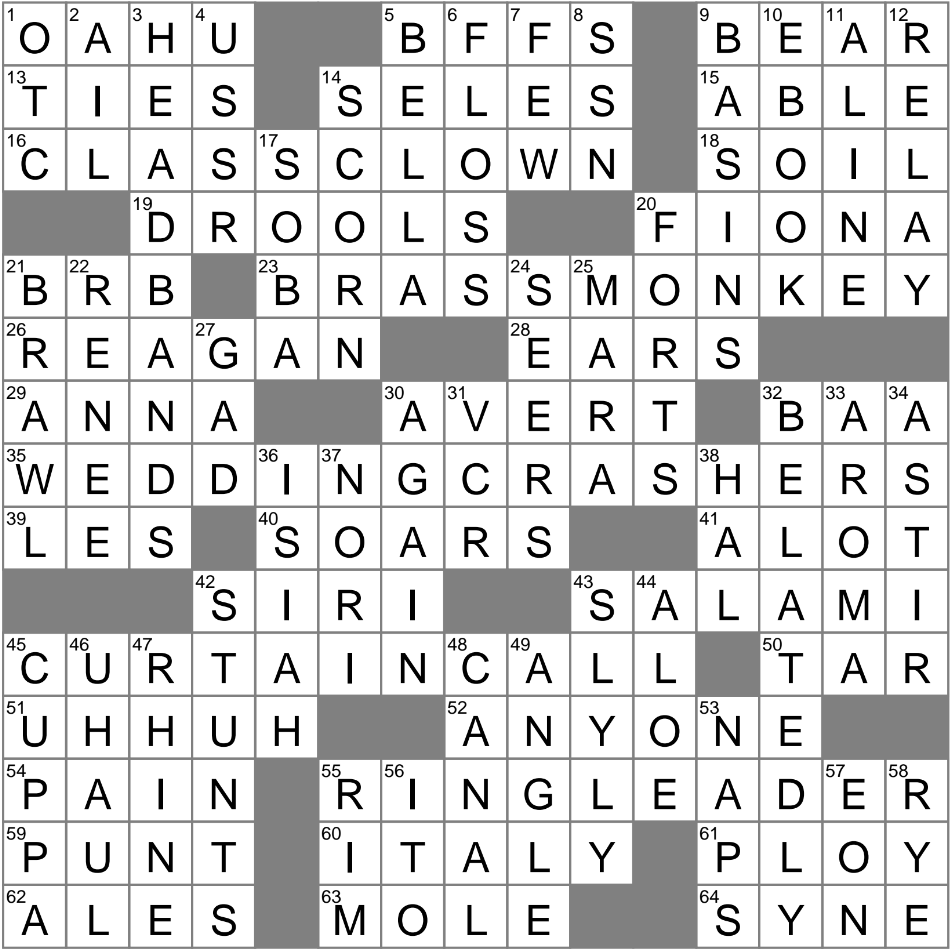 the bear for one crossword