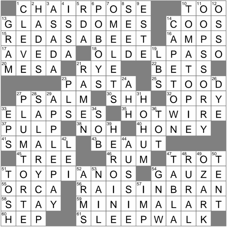 LA Times Crossword 22 Feb 25 Saturday LAXCrossword