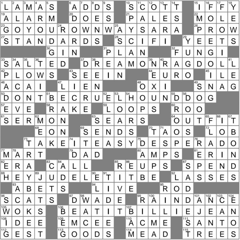 LA Times Crossword 30 Jul 23 Sunday LAXCrossword