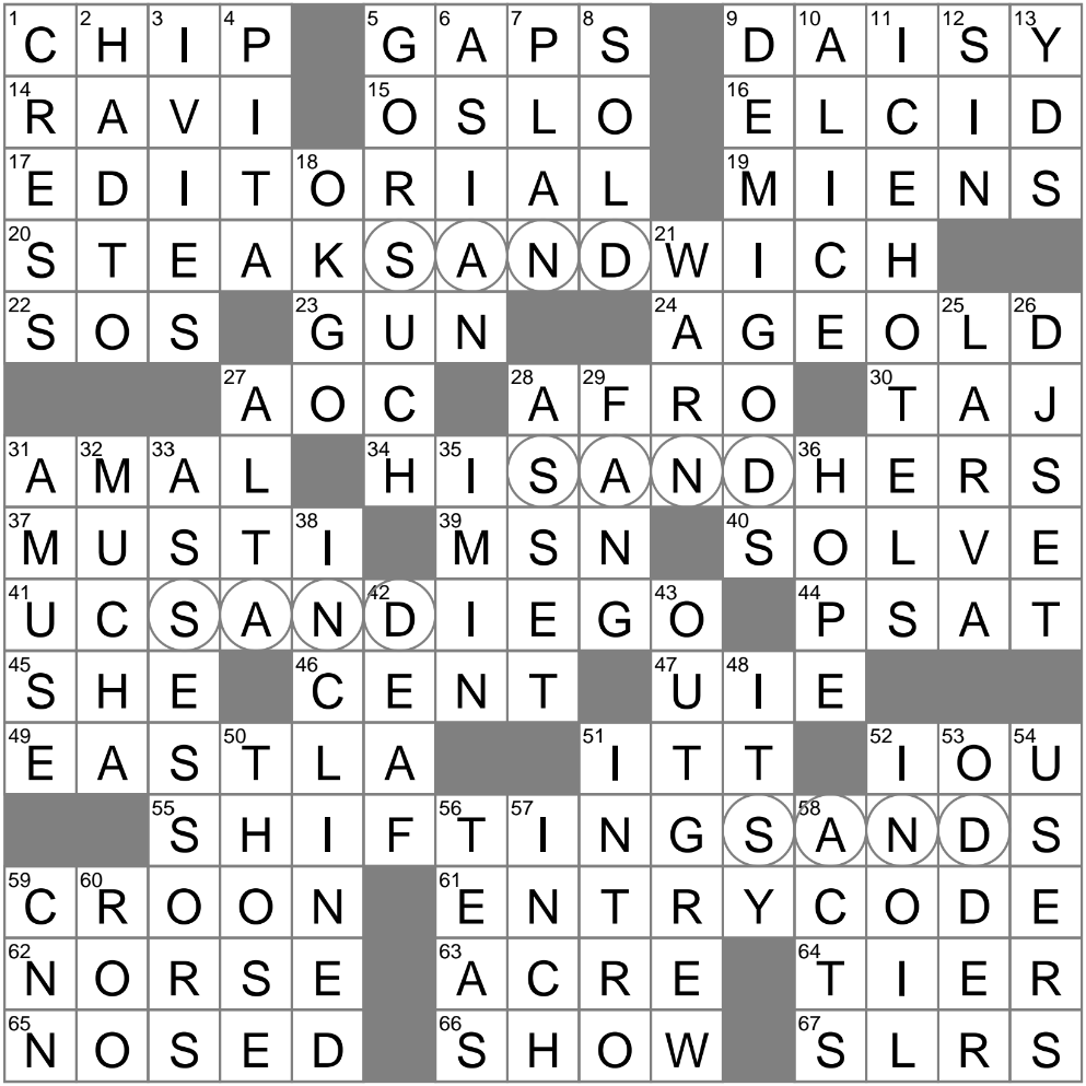 LA Times Crossword 7 Oct 24 Monday LAXCrossword