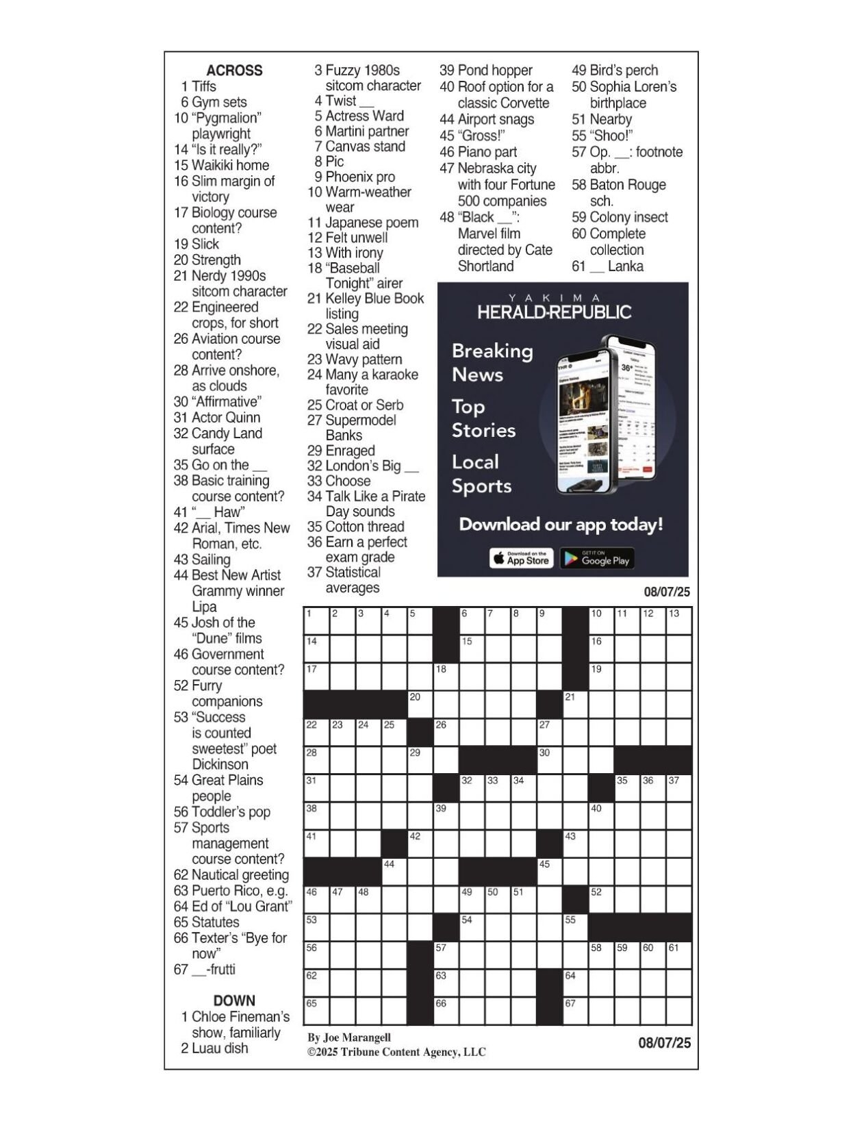 LA Times Crossword Aug 7 2025 Crosswords Yakimaherald