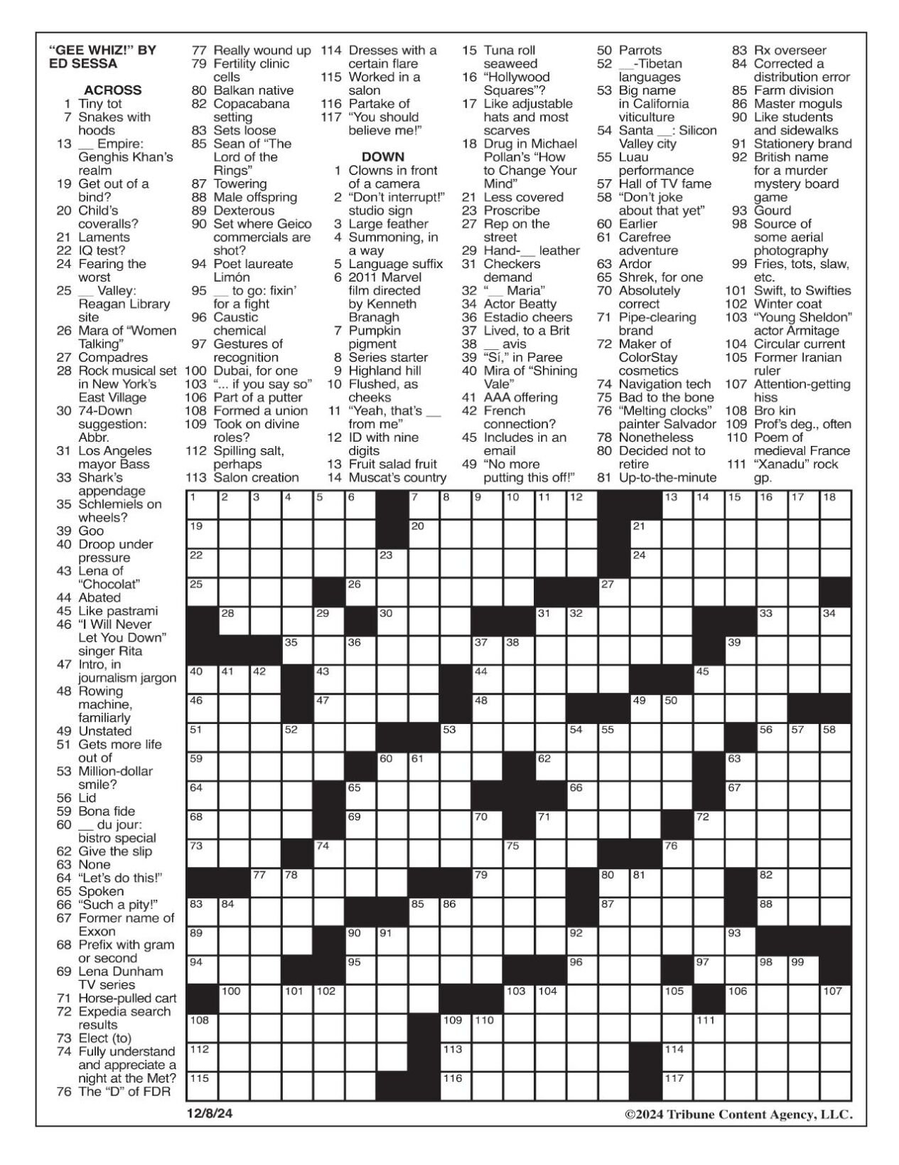 los angeles times crossword puzzle solution
