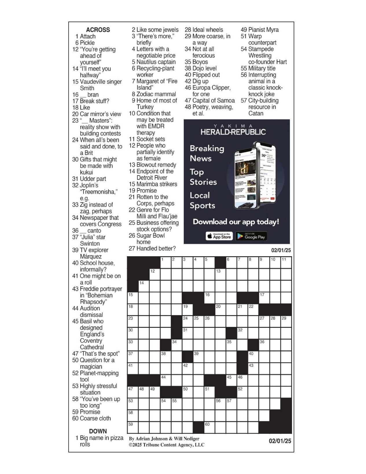 LA Times Crossword Feb 1 2025 Crosswords Yakimaherald