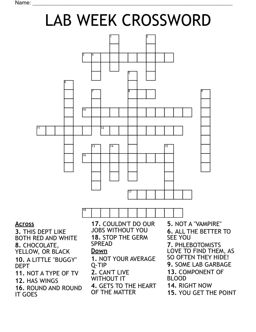 LAB WEEK CROSSWORD WordMint