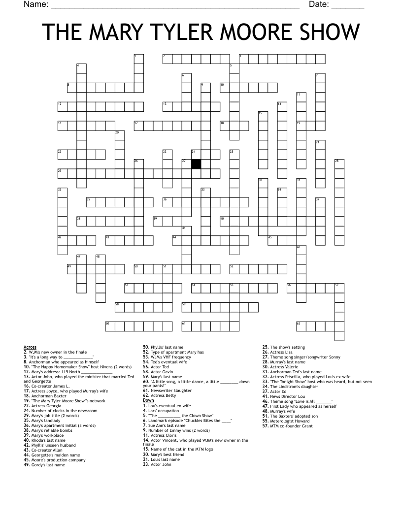 LAVERNE SHIRLEY Crossword WordMint