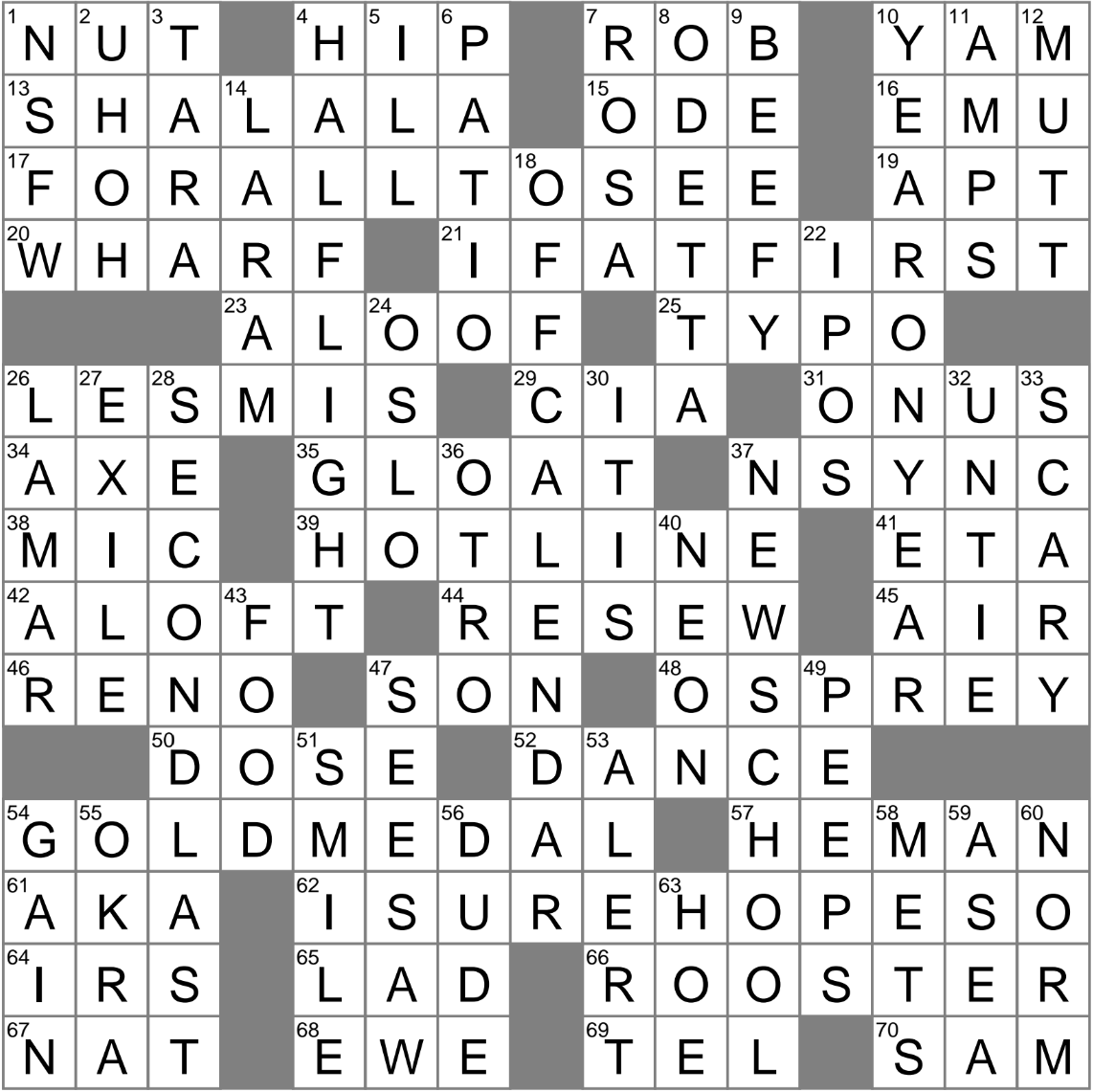 LAXCrossword Answers To The Los Angeles Times Crossword