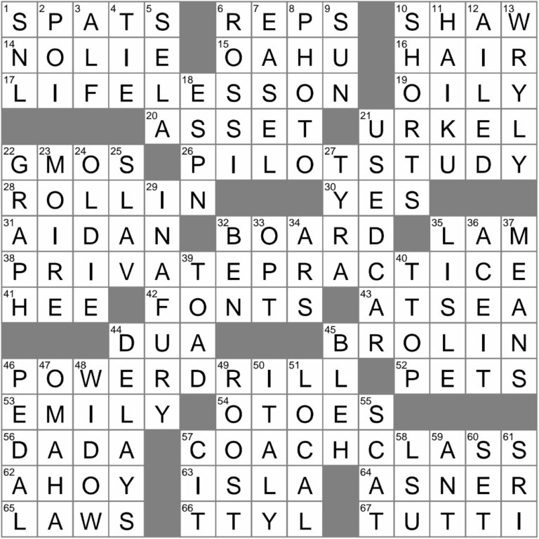 LAXCrossword Answers To The Los Angeles Times Crossword