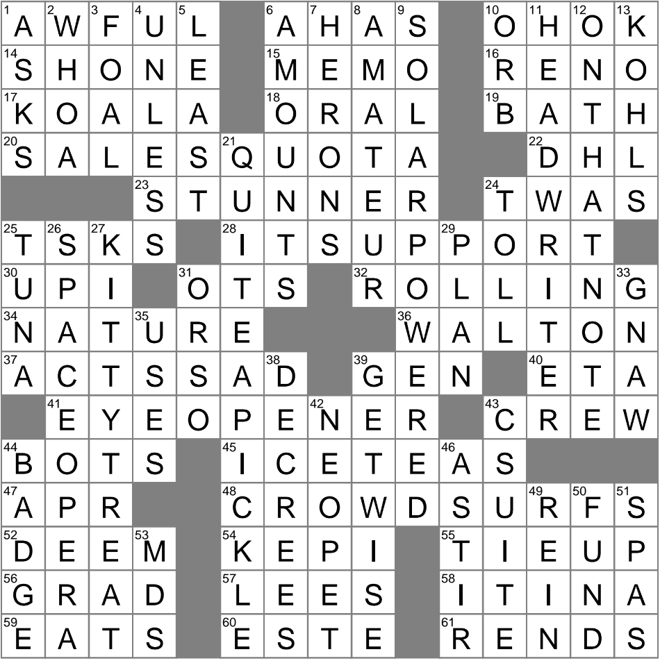 Lead Role In A TV Show Crossword Clue Archives LAXCrossword