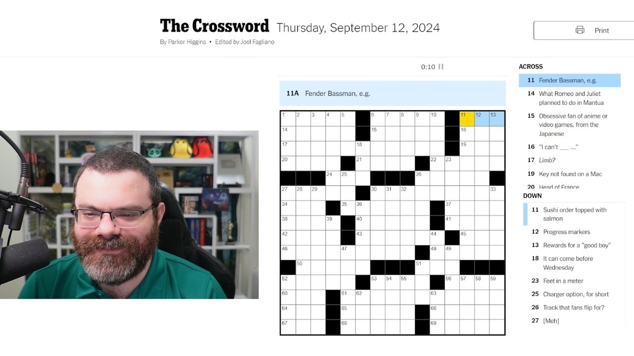 Learning Crossword Week 19 NYT Crossword Thursday Sept 12th 2024 YouTube
