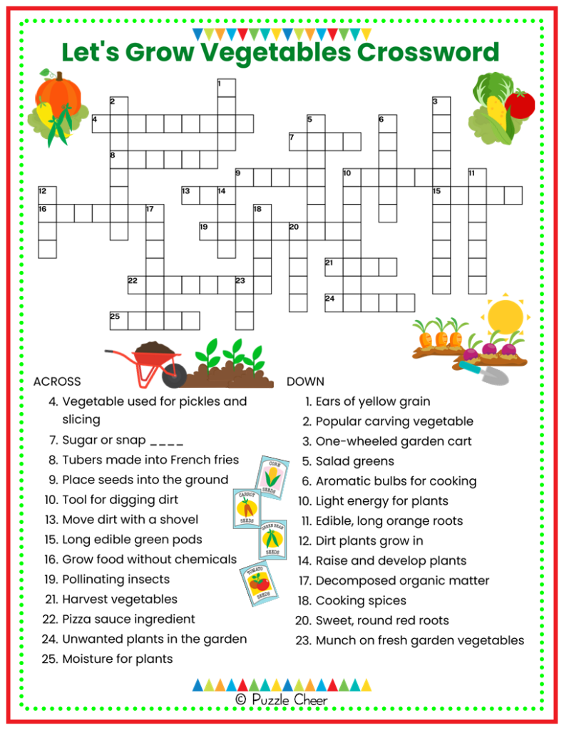 Let s Grow Vegetables Crossword Puzzle Puzzle Cheer