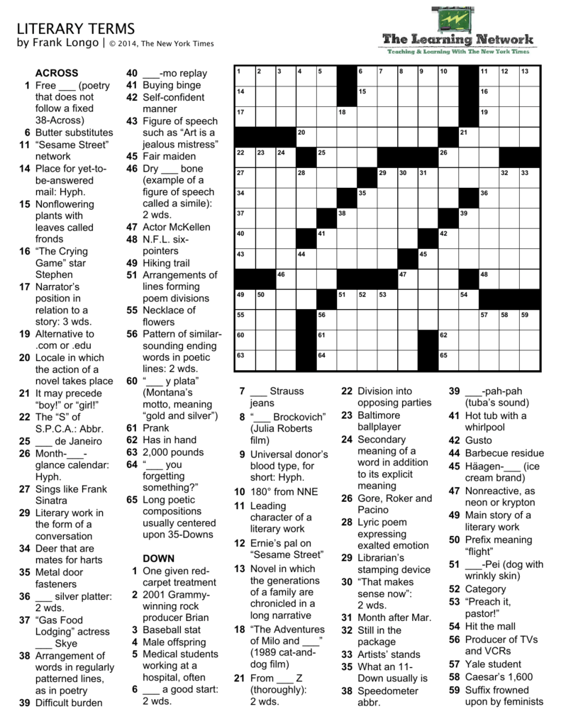 poem division crossword clue
