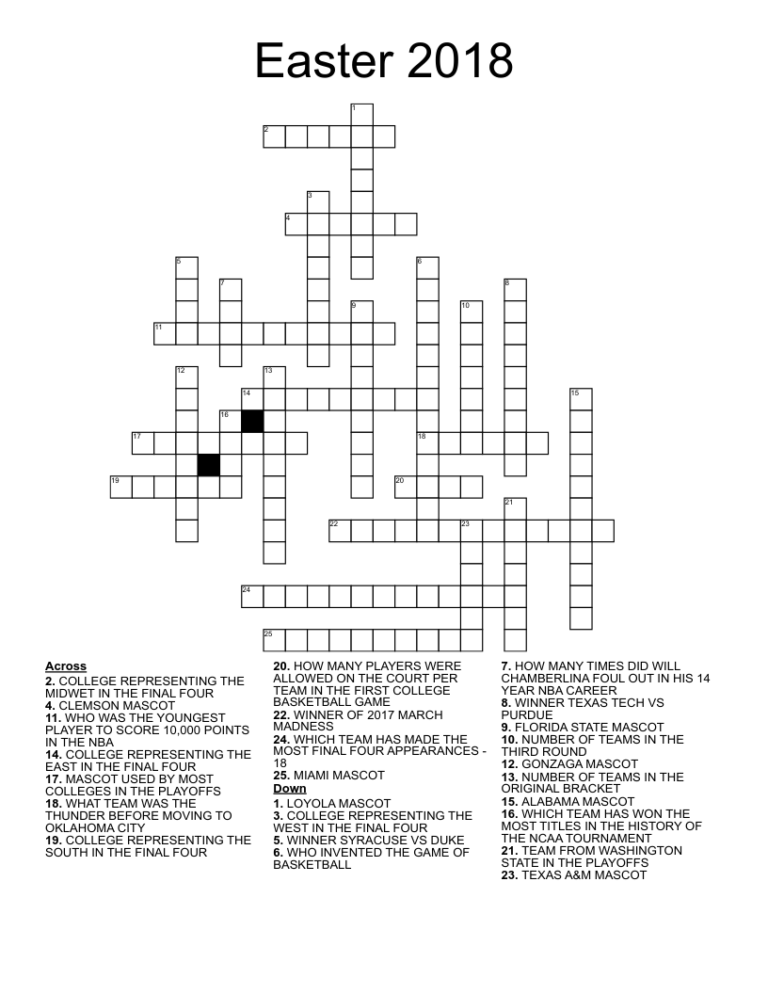 March Madness Crossword WordMint