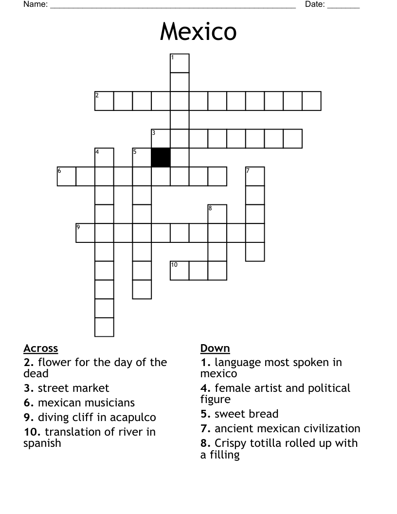 Mexico Crossword WordMint