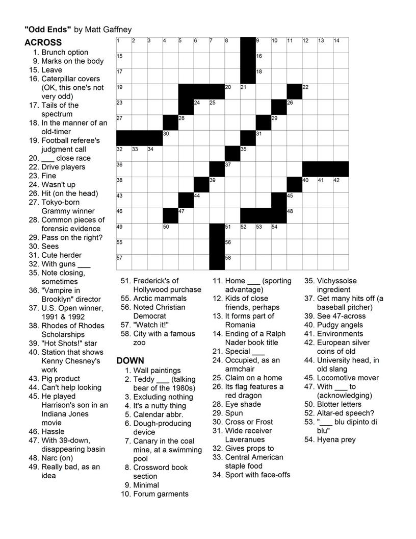 MGWCC 102 Friday May 14th 2010 MAY HEM PUZZLE 2 Odd Ends Matt Gaffney s Weekly Crossword Contest