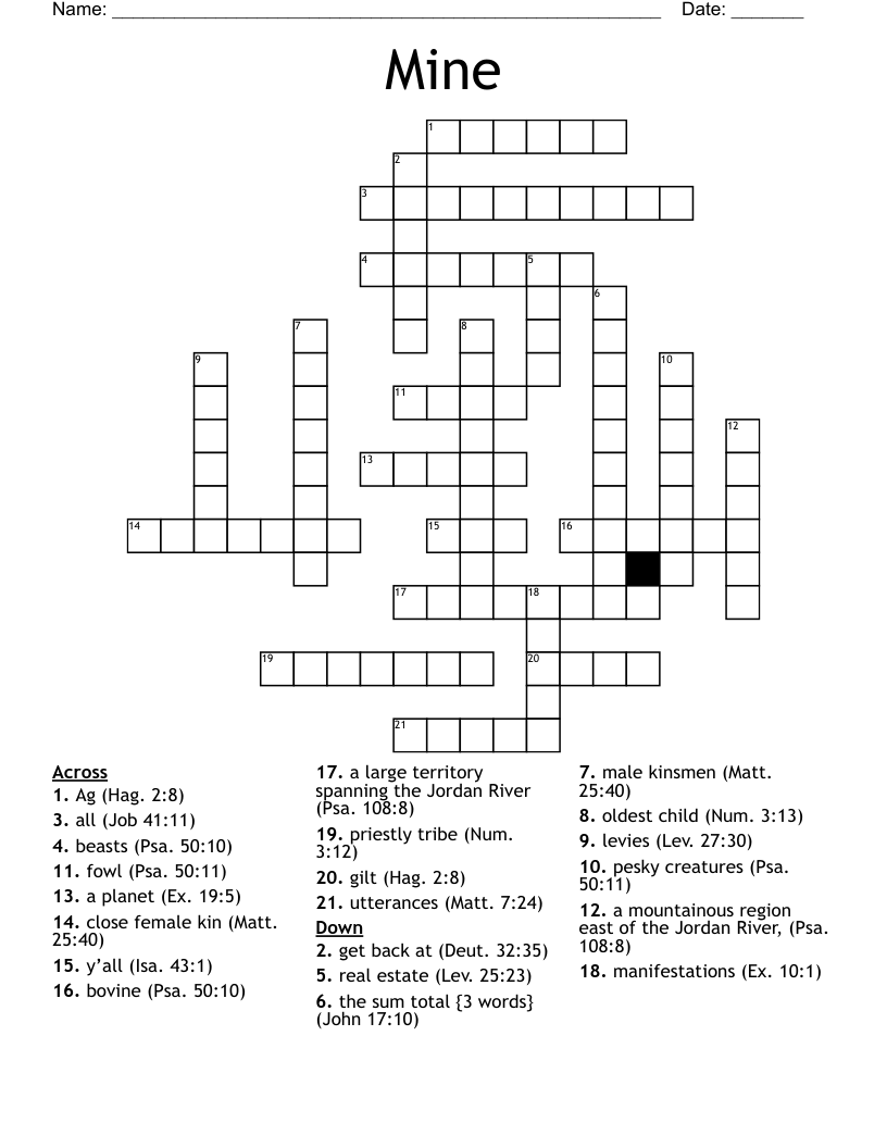 Mine Crossword WordMint