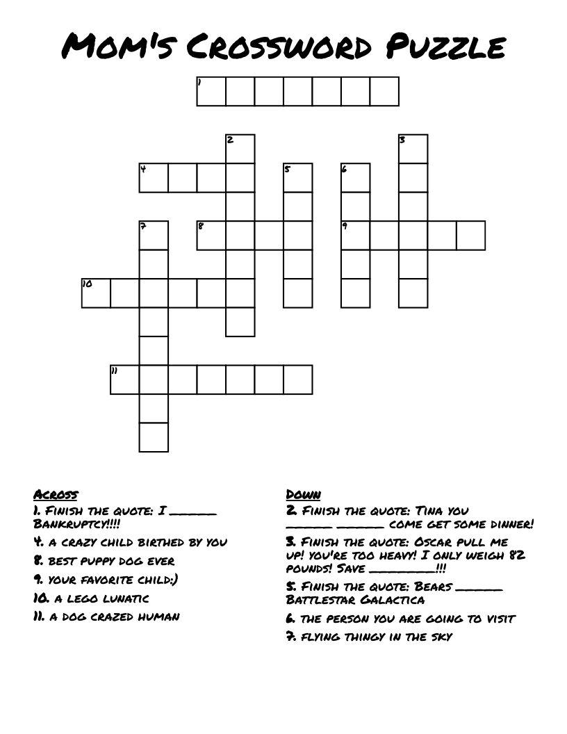 Mom s Crossword Puzzle WordMint