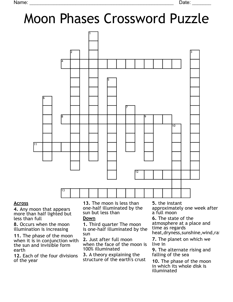 moon stage crossword clue